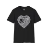 Line-art heart with a Bear holding a log T-Shirt