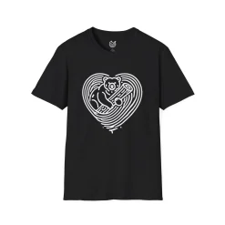 Line-art heart with a Bear holding a log T-Shirt