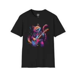Euphoric cat playing guitar T-Shirt