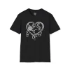 Line-art heart with cat playing with a yarn roll T-Shirt