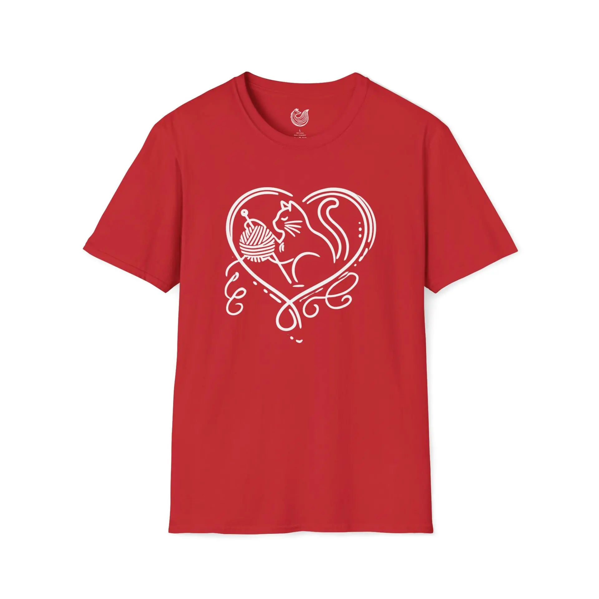 Line-art heart with cat playing with a yarn roll T-Shirt - Image 34